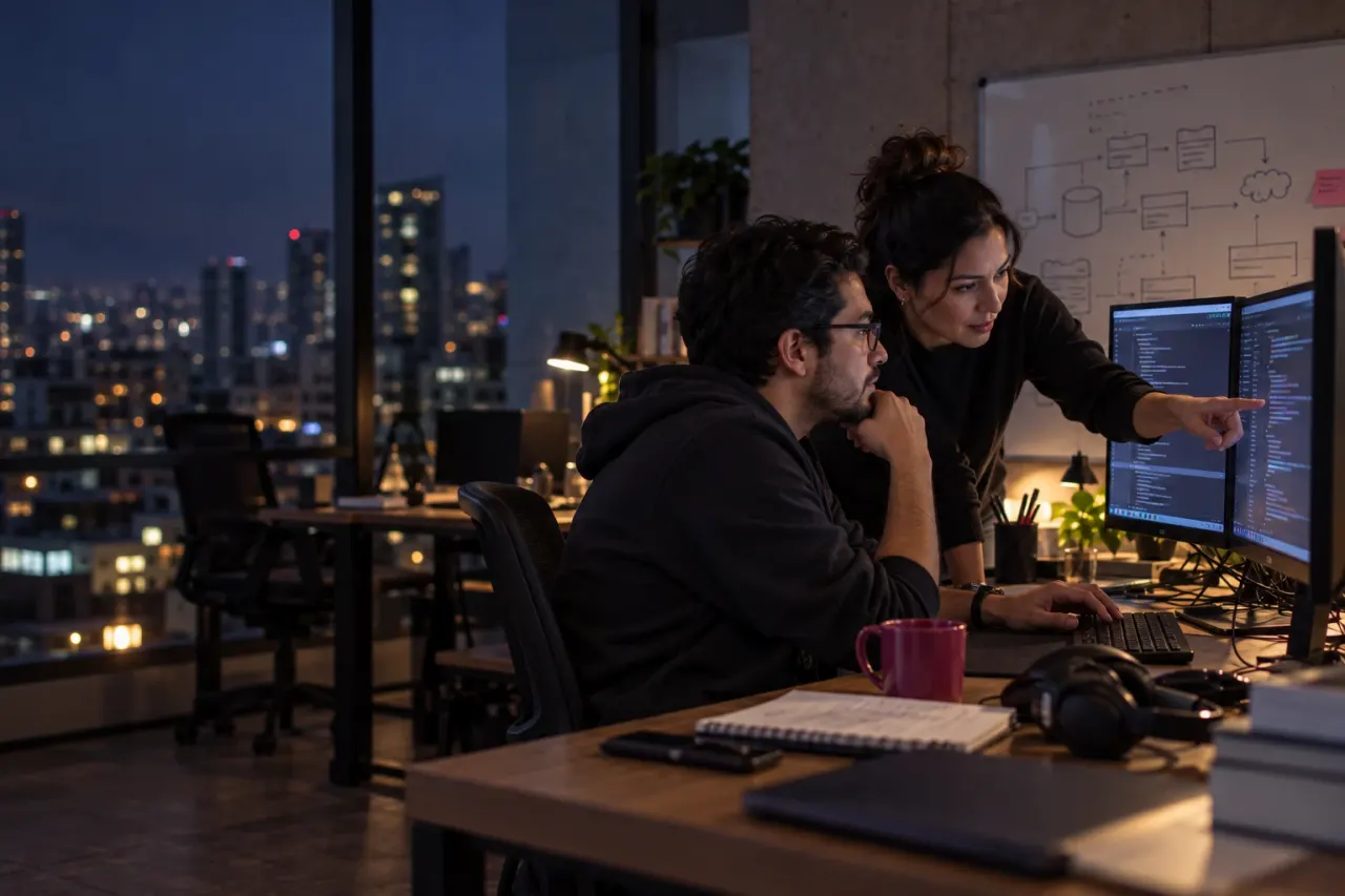 Desarrolladores diseñando un sistema a la medida para una empresa