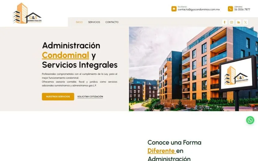 Sitio web de G&S Administración Condominal