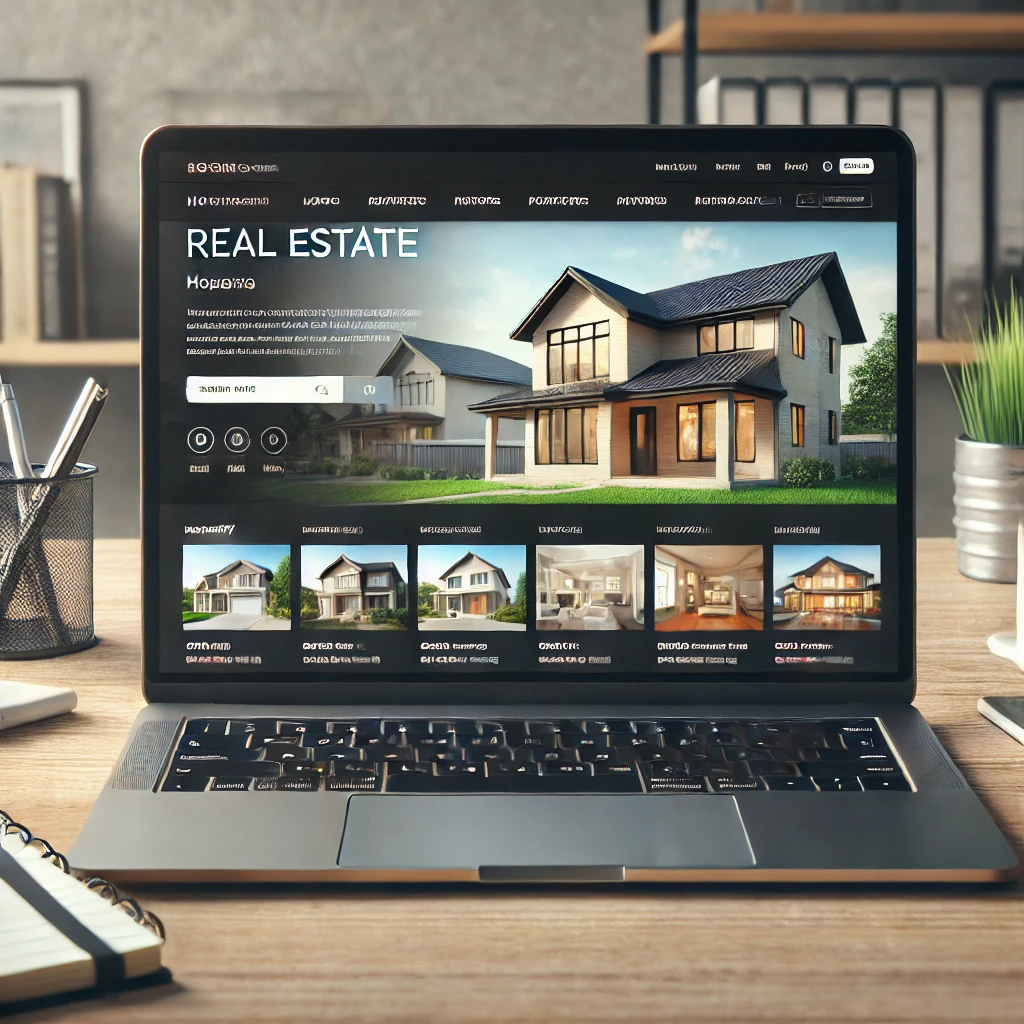 Diseño profesional de una página web inmobiliaria mostrando una interfaz atractiva y fácil de usar con listados de propiedades. Diseño profesional de una página web inmobiliaria mostrando una interfaz atractiva y fácil de usar con listados de propiedades.